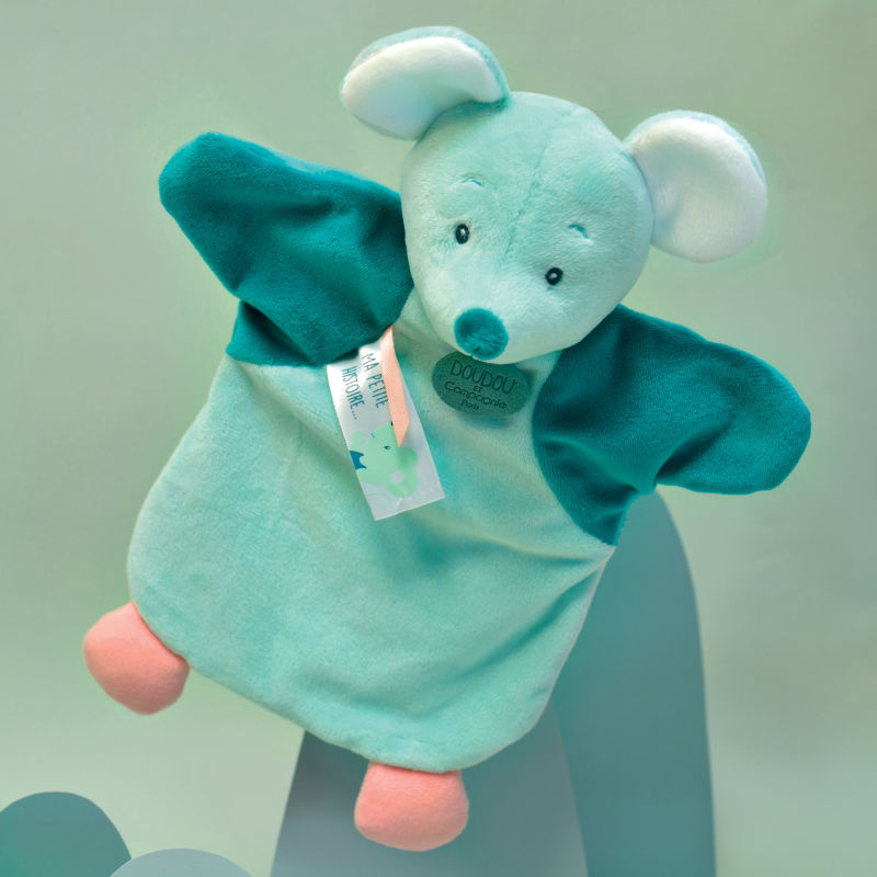  - handpuppet green mouse 25 cm 